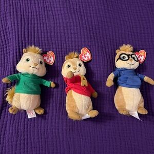 Ty Beanie Babies- Alvin, Simon,Theodore